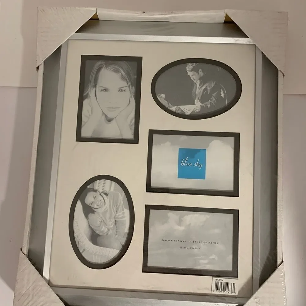 Blue Sky Collection Silver Frame Matted Photo 5 Separate 3x5 Inch Photo Opening